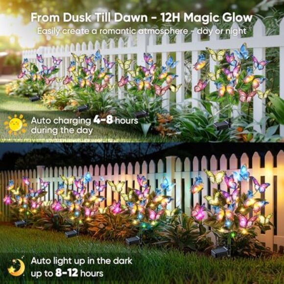 Garden Outdoor Solar Lights Waterproof Decor Yard Patio 2 Pck 34 Lights - Picture 11 of 12